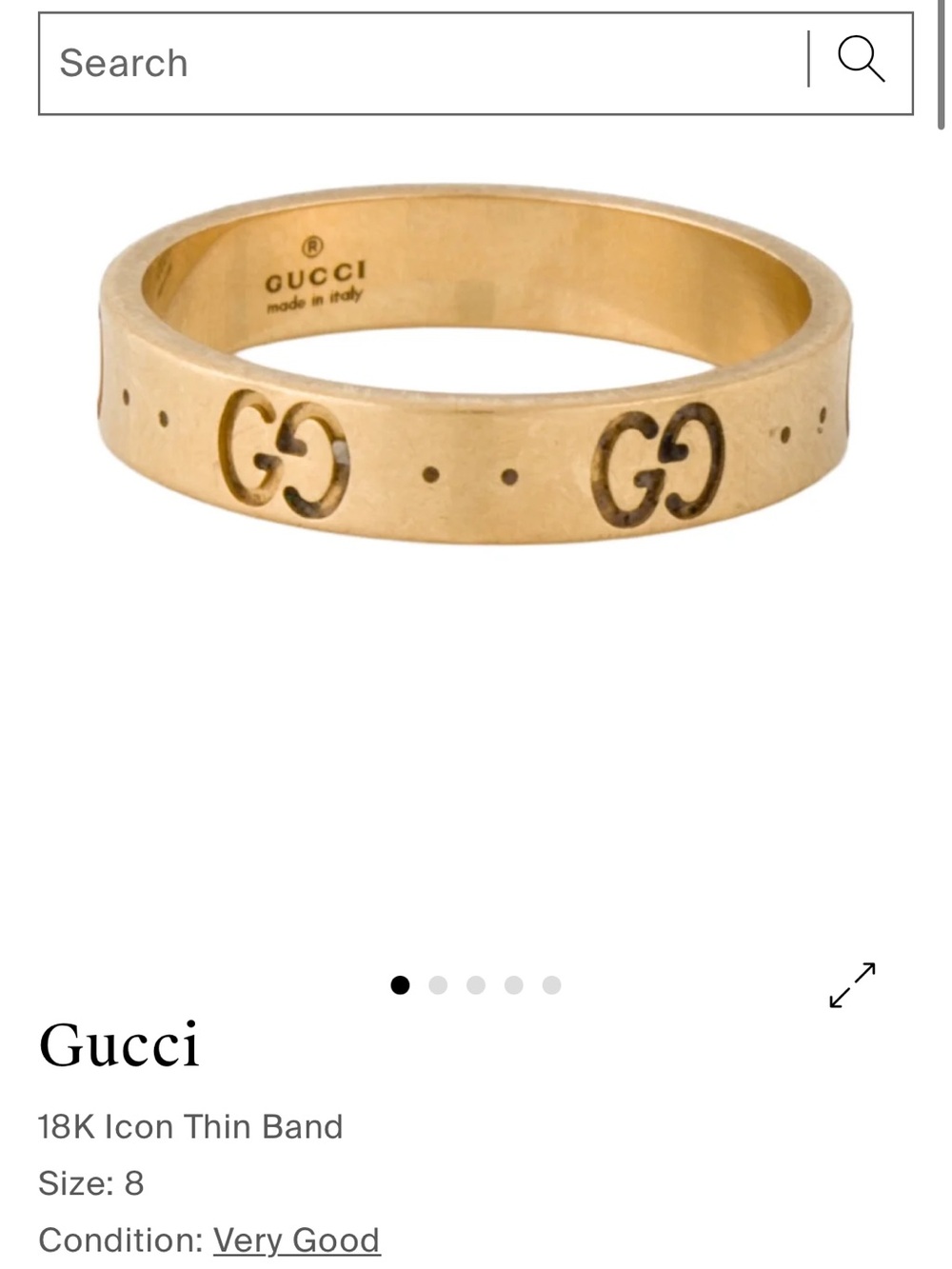 Gucci Gold Double G Thin Band Ring